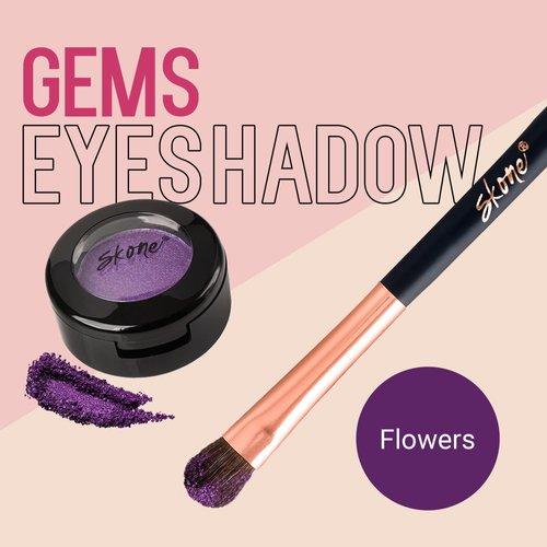 Skone Cosmetics Gems Eye Shadow, Highly Pigmented, Longwear Eye Makeup, Single Eyeshadow with Pro Shimmery Finish - Ultra-Blendable, Slightly Shimmer Shades - Purple Eyeshadow - Flowers