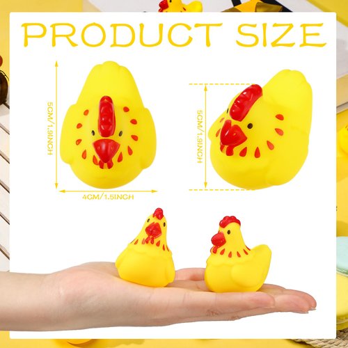 Libima 100 Pcs Rubber Chickens Bath Toy Bulk Mini Chicks Squeezable and Squeak Toys Yellow Floating Rubber Toy Swimming Pool Bathtub Toys for Boy Girl Shower Birthday Party Favors Gifts
