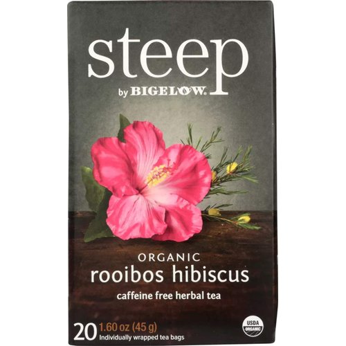 Steep By Bigelow Organic Rooibos Hibiscus Tea - Case of 6 - 20 BAGS