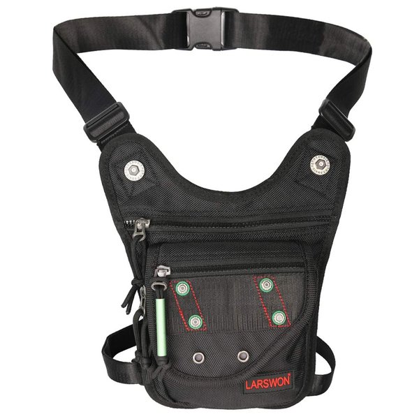 Thigh Pack, Leg Bag, Larswon Tactical Fanny Pack Hiking Bag Leg Pouch Black