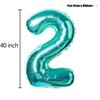 40 Inch Teal Blue Jumbo Digital Number Balloons 2 Huge Giant Balloons Foil Mylar Balloons for Baby Shower Party Ocean Mermaid Theme Birthday Decor Supplies