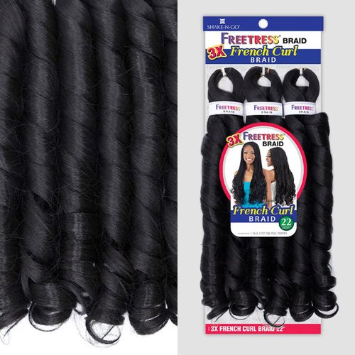 FreeTress Crochet Braids 3X French Curl 22" (pack of 1, 1B)