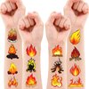 106 PCS Fire Campfire Temporary Tattoos Birthday Party Decorations Supplies Favors Fake Flame Firefighter Bonfire 3D Camping Foil Fire Fireman Decor Stickers Boys Girls Gift School Prizes Rewards