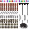 Keadic 299 Pcs 7 Style Viking Hair Beard Bead Assortment Kit Includes Dreadlocks Beads, Pull Hair Pin, Black Rubber Bands and Hair Extension Link Ring for Hair Braiding DIY Jewelry Decoration