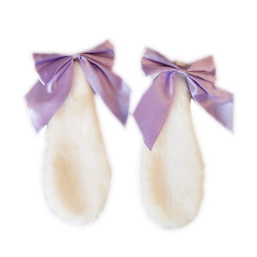 WeeH A Pair of Cartoon Animal Furry Ears Hair Clips Halloween Costume Headwear for Women Men at Birthday Party Anime Theme (Rabbit Purple)