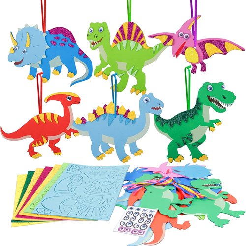 Fennoral 12 Pack Dinosaur Craft Kit for Kids Creative Make Your Own Dinosaur Foam Stickers DIY Arts and Crafts for Kids Boys Girls Party Favor Supplies Birthday Gifts