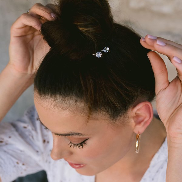 L. Erickson Little Gem Bobby Pin Pair - Crystal/Silver