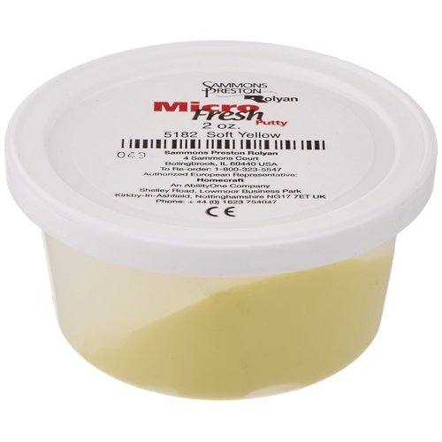 Sammons Preston Micro-Fresh Putty, Antibacterial, Antifungal, and Antimicrobial Therapy Putty for Hands and Feet Exercises, Color Coded Non-Toxic Clay, Medium, Green, 4 Ounces