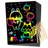Scratch Rainbow Paper for Kids: 117 Pcs Magic Scratch Off Paper Children Art Crafts Set Kit Supplies Toys Black Scratch Sheets Notes Cards for Boys Girls Birthday Party Favors Christmas Easter Gift