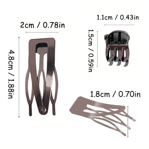 Hann 24 Pieces Double Grip Hair Clips + 2 Claw Hair Clips Metal Snap Hair Clips Hair Barrettes for Hair Making, Salon Supplies (Metal Gray)