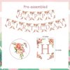 Rose Gold Floral Birthday Decorations for Women Girls - Floral Theme Glittery Happy Birthday Banner for Home Wall Mantel Window Birthday Party Supplies