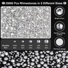 Cludoo 25000Pcs Silver Clear Rhinestones with b7000 Rhinestones Glue for Crafts, Flatback Gems Crystal Rhinestones Kit with Tweezer Picker Pens for Clothes Fabric Shoes, Tumblers,Jewelry Making