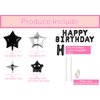 Happy Birthday Banner Balloons Mylar Foil Letter Balloons 3D Silver Star Balloon 3D Black Star Balloon Kids Boys Girl Adults Birthday Party Decorations (27Pcs)