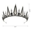 SWEETV Gothic Crowns for Women Black Tiara Queen Crown Witch Hair Accessories for Costume Halloween Prom Party, Silver