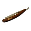 Classic Samurai Stainless Steel Professional Barber Folding Straight Edge Razor Shavette Men's Shaving Kit with 200 Count Lord Single Edge Razor Blades (Brown)