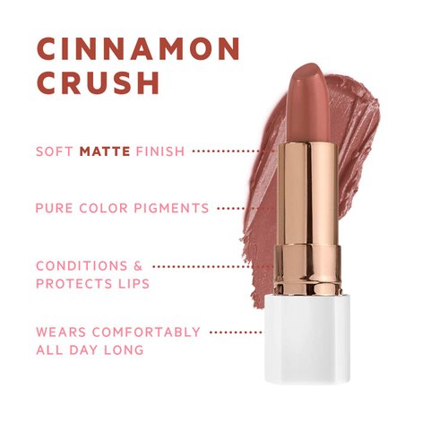 FLOWER BEAUTY Petal Pout Lipstick Nourishing & Highly Pigmented Lip Color with Antioxidants (Cinnamon Crush - Matte) (Pack of 1)