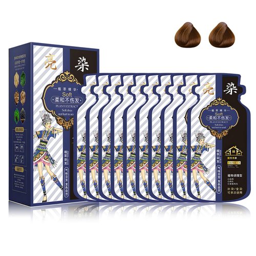 XINGXYUEL Chestnut Brown Natural Bubble Plant Hair Dye Plant Extract Formula Hair Dye Bubble Plant Hair Dye Shampoo Natural Plant Hair Color Dye for Gray Hair Coverage Women Men(10Packs/Box)