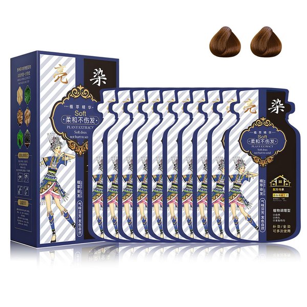 XINGXYUEL Chestnut Brown Natural Bubble Plant Hair Dye Plant Extract Formula Hair Dye Bubble Plant Hair Dye Shampoo Natural Plant Hair Color Dye for Gray Hair Coverage Women Men(10Packs/Box)