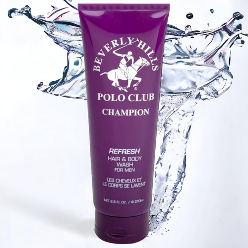 Beverly Hills Polo Club Refreshing and Cleansing Hair and Body Wash for Men with Luxury Designer Scents BHPC 8.5 oz (Champion)