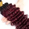 Ombre Burgundy Deep Wave Bundles 1b99j Burgundy Human Hair Bundles 22 24 26 inch Two Tone Black To Wine Red Bundles Hair Weave 1b99j Deep Wave Bundles Brazilian Virgin Remy Hair Extensions