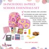 Emily Rose 18-inch Doll Clothes - 18-Piece School Essentials Backpack and Lunch Play Set, with Fun Accessories, Including Pretend Food & Working Calculator | USA Business | Compatible with 18" Dolls