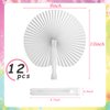 JOHOUSE 12PCS Paper Fans, Bulk Folding Handheld Fans Round Shaped Party Decorative Fans with Handle Hand Fans for Wedding Birthday Party Favors DIY Supplies