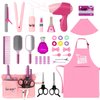 deAO Girls Beauty Salon Set, 32PCS Kids Beauty Salon Toy Kit,Pretend Play Hair Stylist Toy Kit with Hairdryer, Barber Costume Apron,Hair Styling Toy Playset Christmas Birthday for Girls