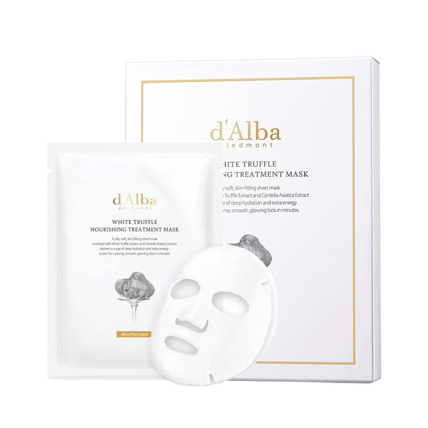 d'alba Piedmont Italian White Truffle Nourishing Mask, Vegan Skincare, Nourishing Sheet Mask for Dry and Tired Skin, Deep Hydration Mask, Korean Skin Care