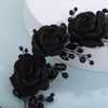 Teyglen Flower Wedding Hair Vine Bridal Black Crystal Beads Headband Vinatge Headpieces Handmade Black Rhinestone Hair Pieces Hair Accessories for Women Girl Party Prom Festival