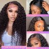 miear Deep Wave Lace Front Wigs Human Hair 180% Density HD Transparent 13x4 Deep Curly Lace Front Wigs Pre Plucked with Baby Hair Glueless Wigs Human Hair for Black Women 20Inch