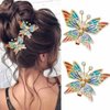 BARTOSI Butterfly Hair Clips Orange Butterflies Hair Barrettes Pearl Bridal Hairpin Bride Wedding Hair Accessories for Women (Pack of 2)