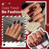 Burgundy Red Short Coffin Press on Nails Medium Coffin Nails Press ons, Christmas Dark Red Glue on Nails Short Fake Nails for Women Short Ballerina Acrylic False Nails Handmade Medium Square Gel Nails