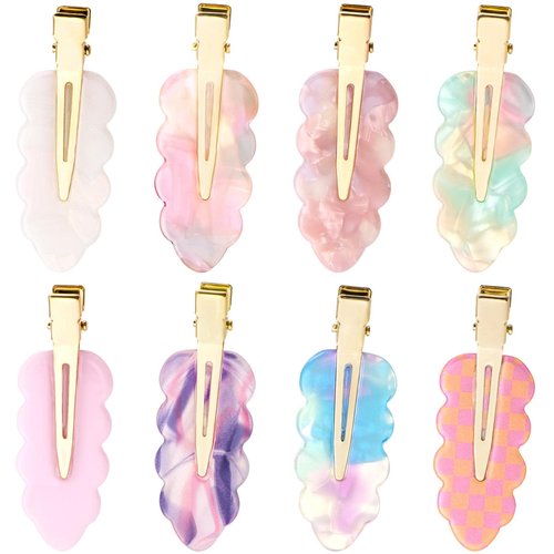 CHANZET Creaseless Flat Alligator Hair Clips for Makeup - 8pcs Oak Leaf Bang Duck Bill Barrettes and Styling Accessories