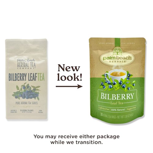 Bilberry Leaf Tea - Pure Herbal Tea Series by Palm Beach Herbals (30ct) [Packaging May Vary]