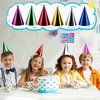 Haconba 60 Pieces Paper Cone Party Hats Colorful Metallic Foil Birthday Cone Hats for Kids Adults Birthday New Year Party Supplies, 6 Colors