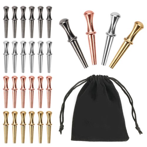 24pcs Metal Cribbage Pegs, Cribbage Board Pegs Fit 1/8 Holes Traditional Crib Board Pins Tapered Design Cribbage Board Game Accessories (4 Colors)