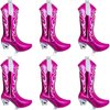 Wettarn 6 Pcs Cowgirl Boot Balloons 30 Inch Cowgirl Balloons Foil Balloon for Last Rodeo Bachelorette Party, Cowgirl Birthday Decorations and Party Supplies (Pink)