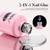 AIMEILI 2 in 1 Nail Glue and Base Gel 15ML for Acrylic Nails, Soak Off U V LED Strong Nail Glue Gel for False Nails and Press on Nails