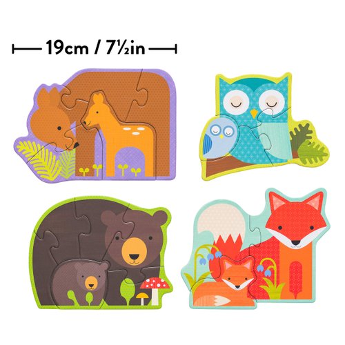 Petit Collage Beginner Puzzle for Kids, Forest Babies – Includes 4 Mini Puzzles (3-5 Pieces Each) – Cute Animal Puzzles for Ages 2+ – Makes a Great Gift Idea