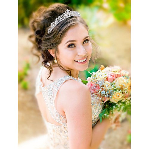 TOBATOBA Wedding Tiaras for Bride, Silver Tiaras and Crowns for Women, Princess Tiara Rhinestone Bridal Tiara, Quinceanera Tiara Birthday Pageant Wedding Halloween Costumes