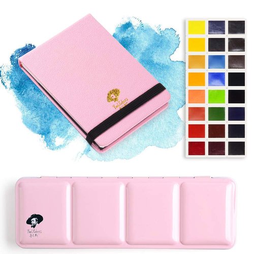 Paul Rubens Watercolor Paint Artist Grade 24 Colors, Watercolor Set Art Solid Cakes with Palette and Watercolor Journal for Artists Painters