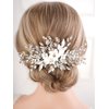 Missgrace Bridal Wedding Crystals Rhinestones Handmade Flower Leaves Side Hair Comb Special Occasion Headpiece Gold Silver Comb Hair Accessories for Women (Silver)