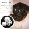 Barode Peals Wedding Hair Pins Rhinestones Bridal Hairpieces Gem Pearl U Pins Bride Hair Accessories for Women and Girls （5 Pcs）