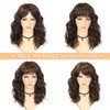 WIGNEE Natural Wave Wigs with Bangs Ombre Brown Curly Bob Wig for Black Women Mixed Brown Hightlights Wig for Women Shoulder Length Wavy Synthetic Wigs(14 Inch)
