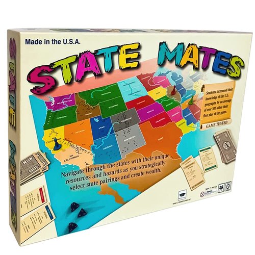 State Mates - Educational Board Game - STEM Authenticated - Ages 11 and up - Fun Learning Game - Learn State Locations on Every Turn in This Strategy Filled US Geography Game Made in USA