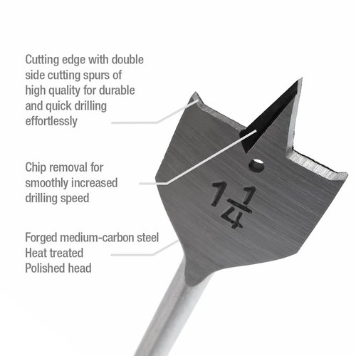 WORKPRO 13-Piece Spade Drill Bit Set in SAE, Paddle Flat Bits for Woodworking, Nylon Storage Pouch Included