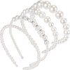 WILLBOND 4 Pcs Pearls Headbands Women White Faux Pearl Rhinestones Hairbands Bridal Hair Hoop Wedding Hair Accessories for Women