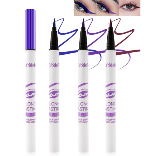 Liquid Eyeliner Pencil-3Pcs Waterproof Long Lasting Blue Purple Burgundy Eye Liner Pen,Quick-drying High-pigmented Colored Eyeliner,Ultra-Fine Tip Eye Liner,Thanksgiving Makeup Gift for Women-04+05+08