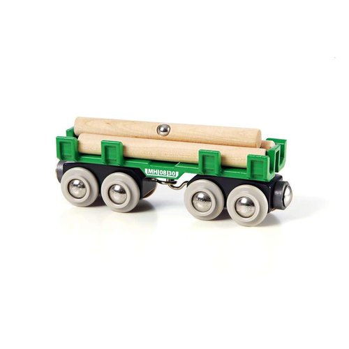 BRIO World - 33696 Lumber Loading Wagon | 4 Piece Toy Train Set for Kids | FSC-Certified Wooden Components | Ideal for Ages 3 and Up - Green