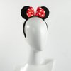 CHuangQi 2pcs Mouse Ears Headband Solid Black Ear & Red Bow with Polka Dots for Boy & Girl Birthday Party, Party Favors
